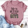 thumbnail image 4 of Camiseta estampada con cuello redondo para mujer, camisetas holgadas de fibra de poliéster suave y transpirable para oficina, citas, calle, oro rosa M, 4 of 6