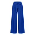 thumbnail image 6 of Womens Wide Leg Pants BWASD Casual Adjustable Tie Knot High WaistPalazzo with Pockets Loose Linen Pants Women Elegant Business Work Dress Trousers (Blue M), 6 of 9