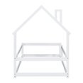 thumbnail image 5 of Twin Size Montessori Toddler Floor Bed Frame, Wooden House-Shaped Headboard Floor Bed with Fences for Girls,Boys(White), 5 of 9