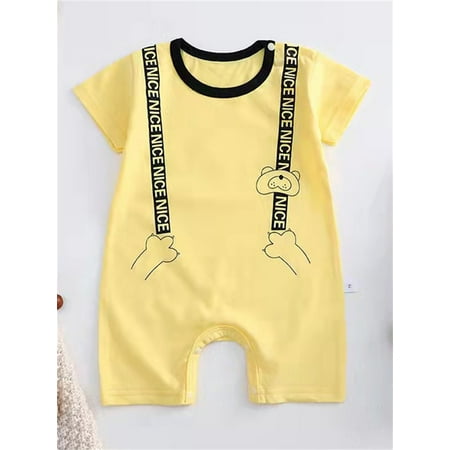 

Aayomet Children Baby Boys Girls Cartoon Romper Short Sleeve Cute Animals Jumpsuit Outfits Baby Boy Linen Romper Yellow 3-6 Months