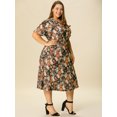 thumbnail image 4 of Unique Bargains Robe Midi Évasée à Manches Courtes pour Femmes Grande Taille, 4 of 6