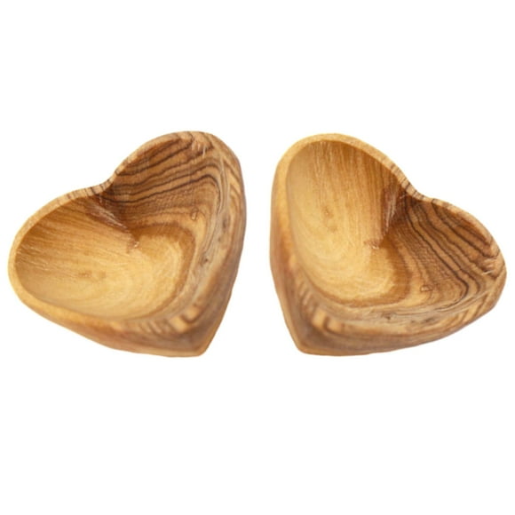 Petite Olive Wood Heart Trinket Bowls Set of 2