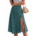 thumbnail image 2 of Women'S Summer High Waisted Flowy Slit Midi Skirts Casual Boho Floral Beach Skirt Green M, 2 of 8