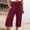 Wine, variant on Capri Pants for Women Summer Casual Cotton Linen Wide Leg Cropped Pants Loose Elastic High Waist Capris Palazzo Beach Pants with Pockets
