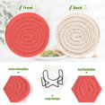thumbnail image 4 of Haosy Set of 6 Drink Woven Coaster with Holder Heat Resistant Non-Slip Bar Coasters 4 Inches Light Red, 4 of 7