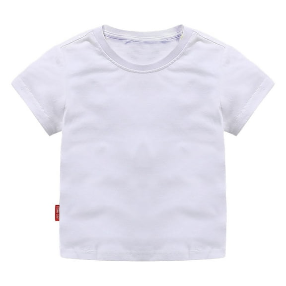 Kids Solid Color Short Sleeve T-Shirts for Boys Girls Summer Crewneck Basic Tee Shirt Toddler Baby Undershirt Tops