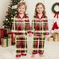 thumbnail image 5 of mgoYE Christmas Pajamas for Family Silk Satin Button Sleepwear Long Sleeve Nightwear 2 Pcs Comfy Loungewear Set(Beige,2-3 Years), 5 of 6