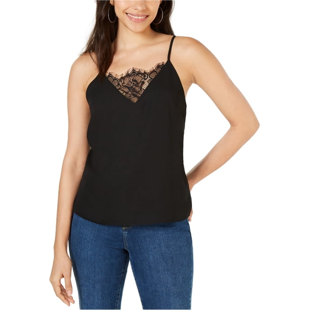 Camiseta sin mangas Leyden Ribete de encaje color negro XS