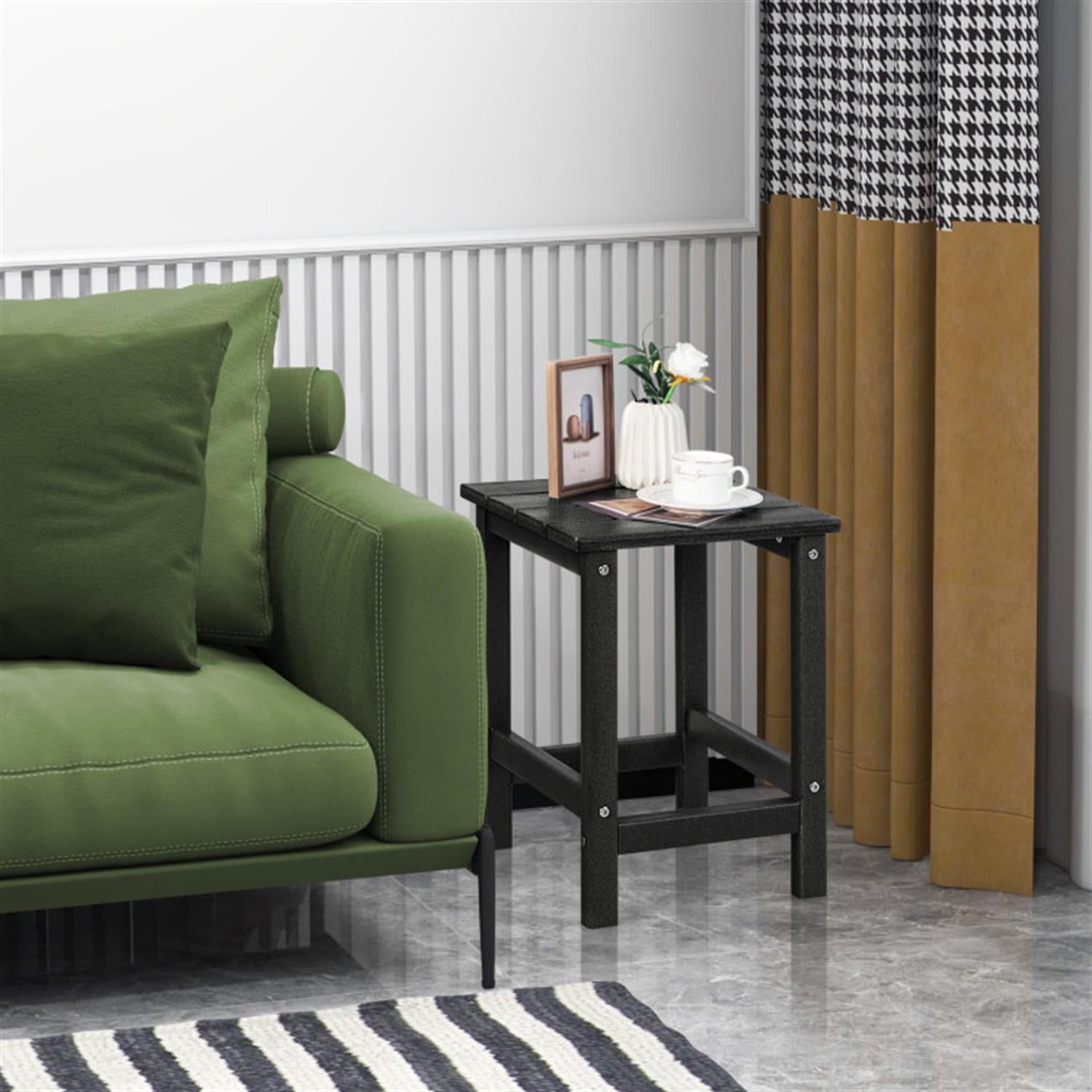 Demi Bonn 14" Square Weather-Resistant Adirondack Outdoor Side Table Set of 2, Small Outside End Table for Garden Yard Patio,door or Outdoor Use, Black