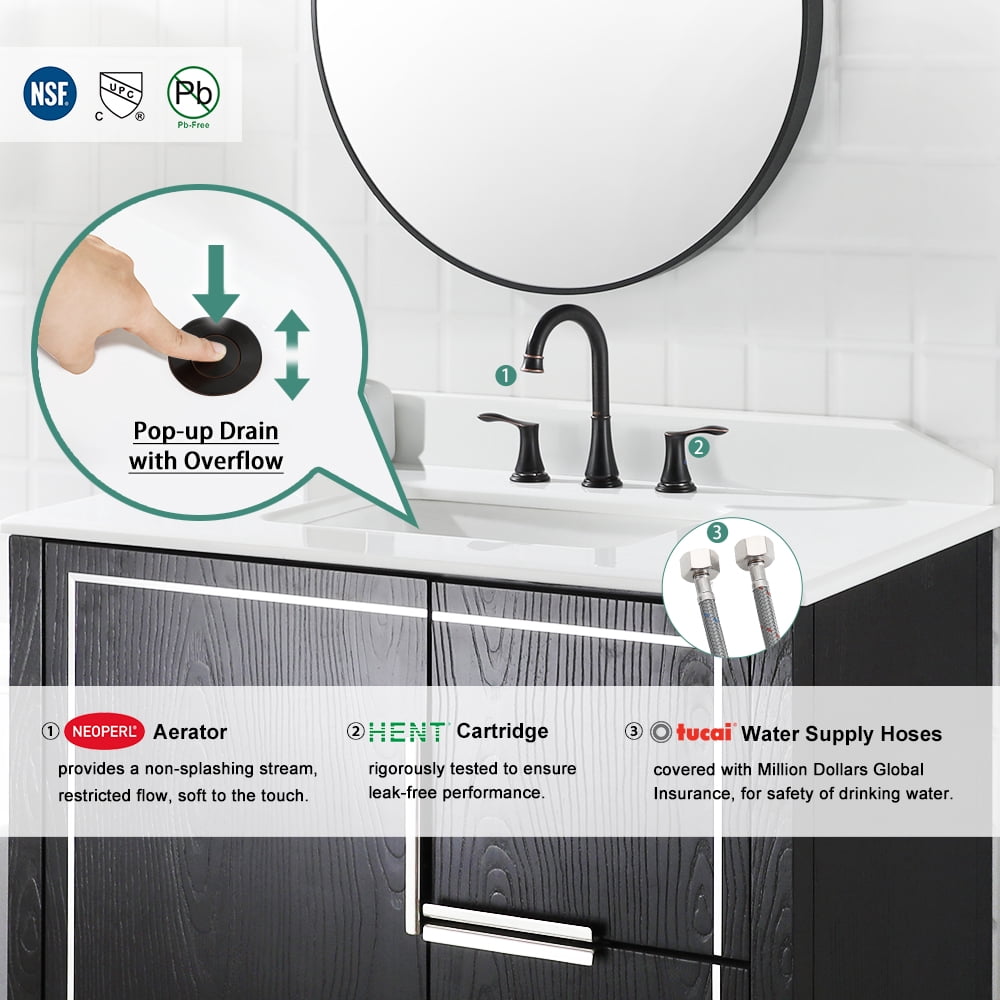 PARLOS Classic Durable Luxury Widespread 2-Handle Bathroom Sink Faucet, Oil Rubbed Bronze