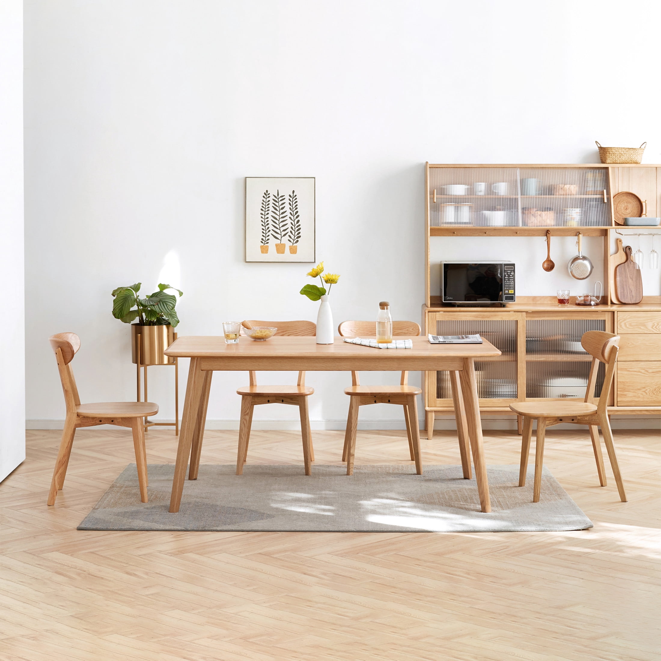Noble House Set of 4 Dining Chairs, 18.3" x 21.3" x 31.5", Solid FAS Grade North American Oak, 100% Natural Dirt-Free Hardwood, Simple Wooden Chairs for Dining Table or Living Room, OAK
