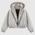 thumbnail image 6 of LYSMORA Mens Faux Fur Lined Hooded Bomber Jacket Snap Zipper Dual Closure Warm Winter Casual Outer Coat Rib Cuff Hem, 6 of 8