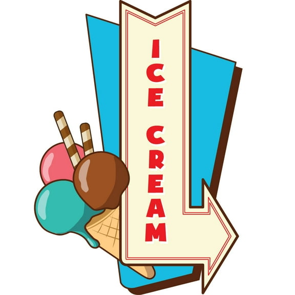SignMission 8 in. Ice Cream 4 Concession Decal Sign - Cart Trailer Stand Sticker Equipment