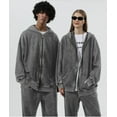 thumbnail image 6 of Women Vintage Hoodie Zip Up Acid Wash Hooded Sweatshirt Unisex Streetwear Jackets, 6 of 8