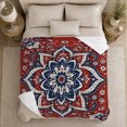 thumbnail image 5 of Red Blue Paisley Mandala Pattern, Cozy Botanical Garden Scene, Warm Flannel Blanket for Sunroom and Reading Nook, Garden Lovers Thanksgiving Gift, Artistic Home Decor, 5 of 9