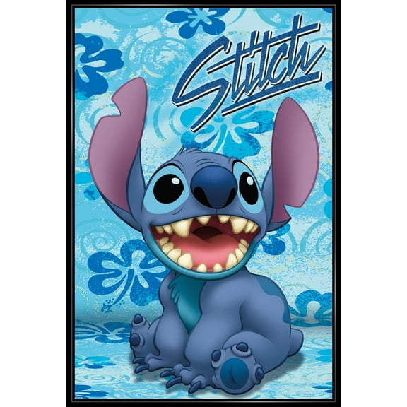 14X22 Disney Lilo and Stitch - Sitting Framed Wall Poster,