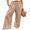 Khaki, variant on KOMOO Women Cotton Linen Pants Elastic High Waist Wide Leg Pants Casual Loose Beach Pants with Pockets