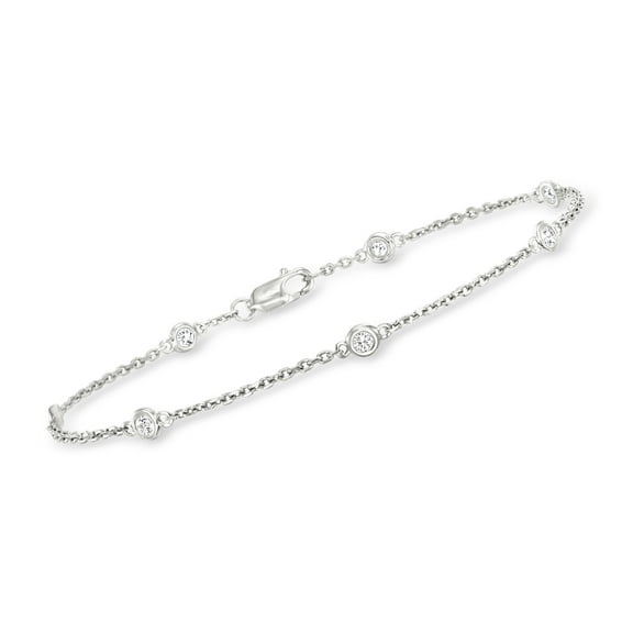 Ross-Simons 0.25 ct. t.w. Bezel-Set Diamond Station Bracelet in Sterling Silver, Women's, Adult