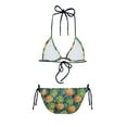 thumbnail image 5 of Suhoaziia Women Swimwear 2 Piece String Triangle Halter Neck Top Beachwear,Pineapple Leaf V Neck Ruched Ruffle Bikini Underwear Size 2XL String Sexy Bathing Suit, 5 of 6