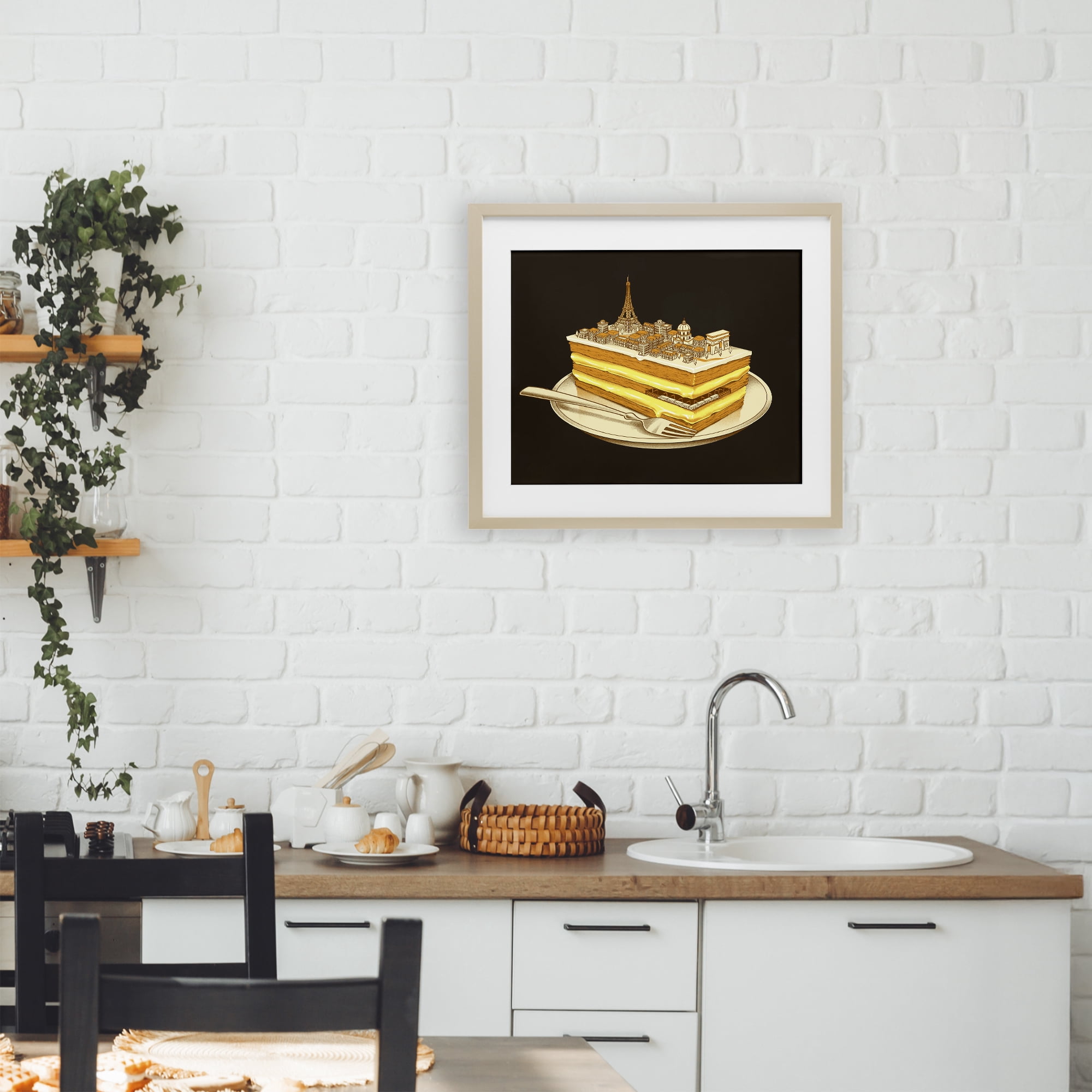 Stupell Industries Hungry For Travels Paris Birch Framed Print Under Glass, design by Tobe Fonseca