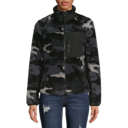 Time and Tru Women's and Plus Full-Zip Faux Sherpa Jacket