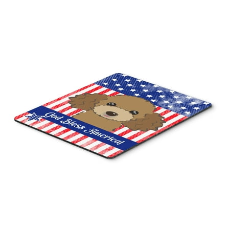 Carolines Treasures BB2186MP God Bless American Flag with Chocolate Brown Poodle Mouse Pad, Hot Pad or