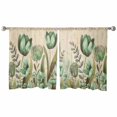 thumbnail image 7 of Sheer Curtains 45 inches Long, Green Tulip Watercolor Floral Retro Linen Light Filtering Sheer Window Curtains Rod Pocket Voile Drapes for Bedroom Living Room, 52"W x 45"L 2 Panels, 7 of 7