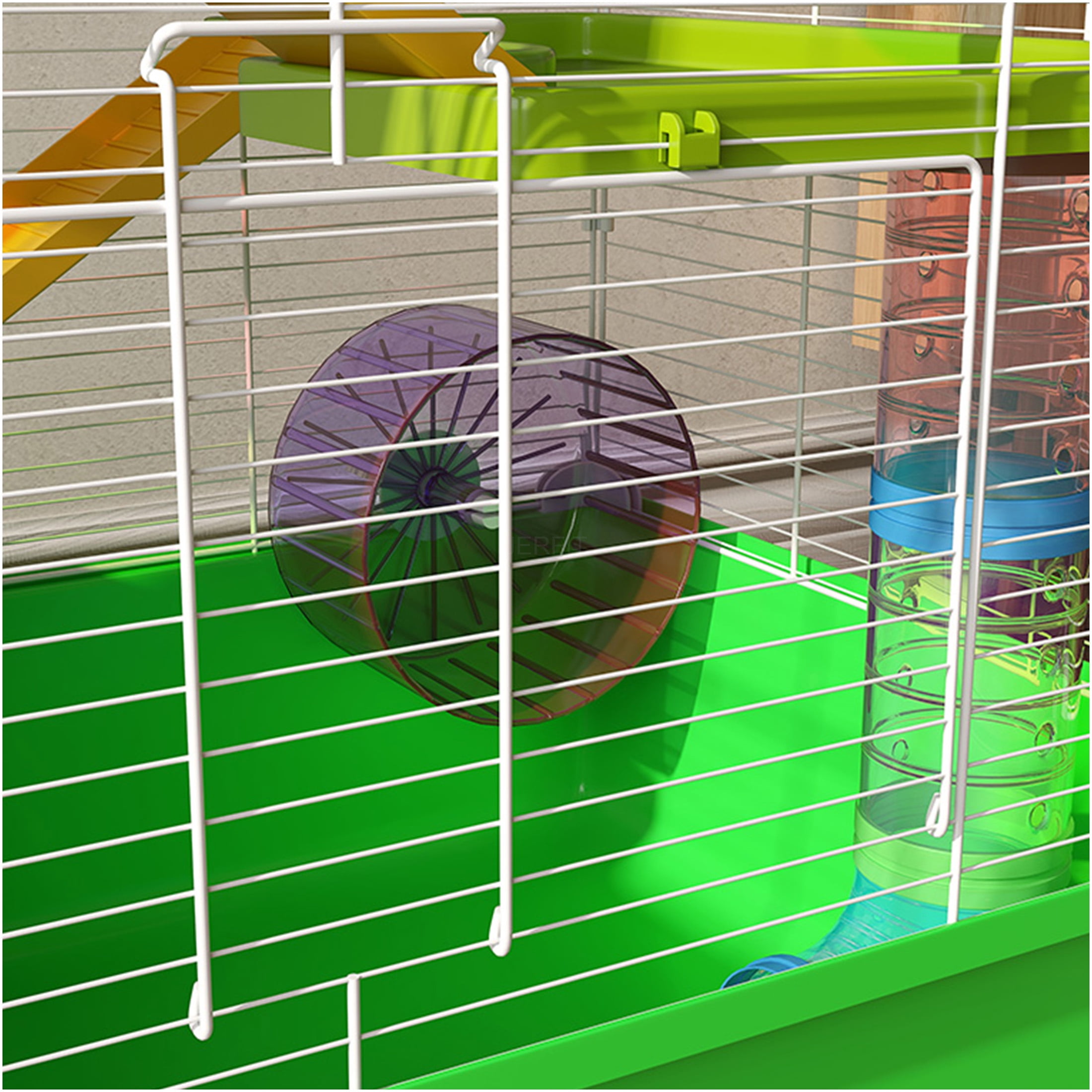 JERFIT 5-Tier Large Hamster Cage with Tubes, Wheel, Water Bottle & Food Dish - Green Steel Habitat for Mice, Rats, Gerbils