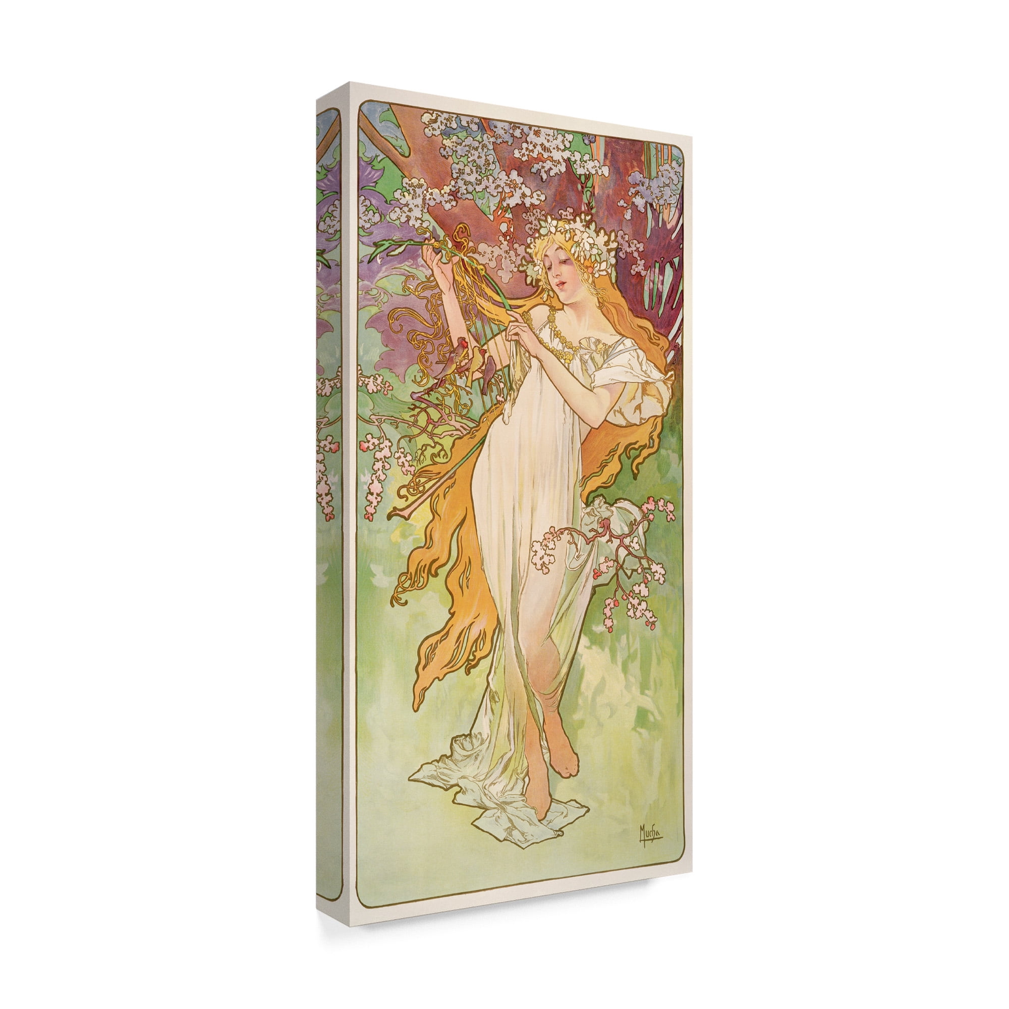 Trademark Fine Art 'The Seasons: Spring, 1896' Canvas Art by Alphonse Marie Mucha