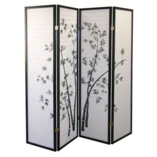 70" Tall 4-Panel Screen / Room Divider, Bamboo Des