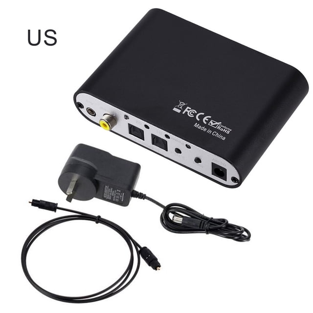 Decodificador de audio Digital a analógico Adaptador de 5.1 canales Coaxial AUX 3.5mm a RCA Decodificador de sonido Amplificador, enchufe de EE. UU. Inevent EL002789-02