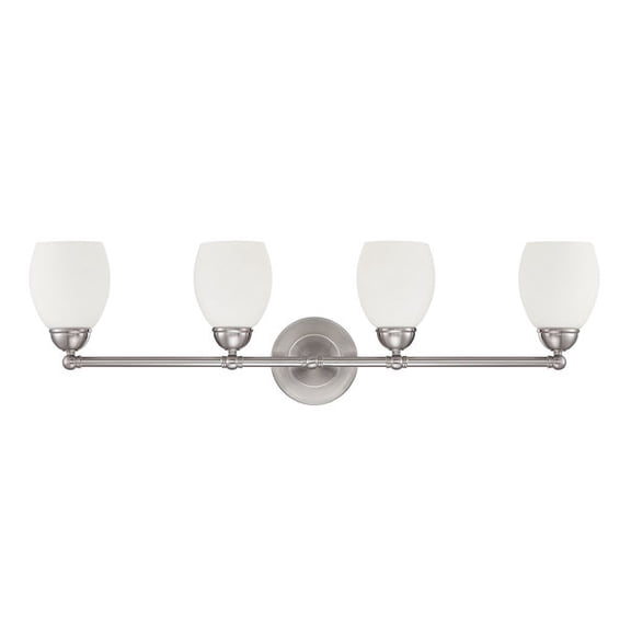 Luminance 4 Incandescent Light Vanity Fixture, Bright Satin Nickel - New