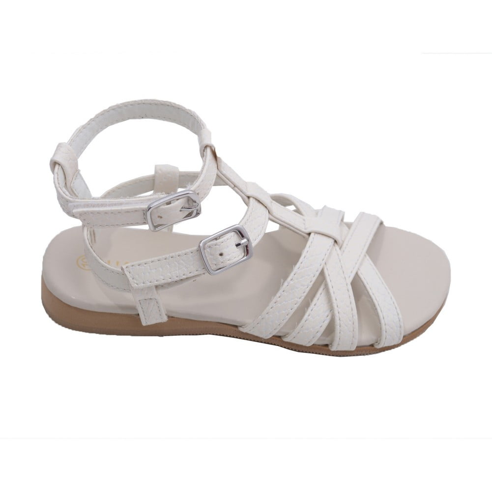 big girls white sandals