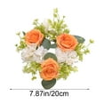 thumbnail image 3 of Hydrangea Rose Candle Wreath Christmas Table Decor Artificial Flower Centerpiece Plastic Candle Ring Holiday Decoration, 3 of 5