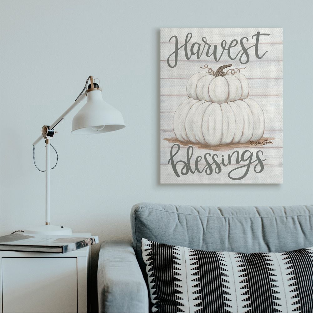 Stupell Industries Farm Fresh Harvest Blessing Sign White Pumpkins Canvas Wall Art Design by Sarah Baker, 30" x 40"
