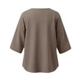 thumbnail image 6 of Turilly Women's Casual Cotton Linen 3/4 Sleeve Button Up T-Shirts Solid Color Loose Fit Open Front Top with Pockets, 6 of 6