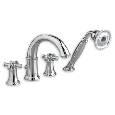 Deck Valve Cross Handle American Standard Portsmouth Suite 2-Handle Deck Mount Tub Faucet with Cross Handles in Chrome ()