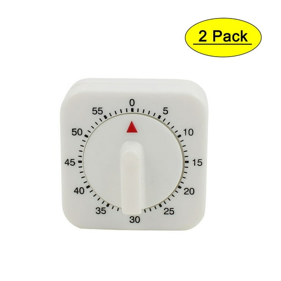 Unique Bargains 60 Minutes Mechanical Kitchen Timer Square Pendulum Clock 2.4 x 2.4 x 1.3 inch 2Pcs