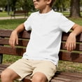 thumbnail image 5 of oelaio Boy's 2 Pieces Clothes Set Cotton Linen Summer Beach Outfits Short Sleeve Henley Shirts and Shorts Vacation Sets for Kids White 9 Years, 5 of 6