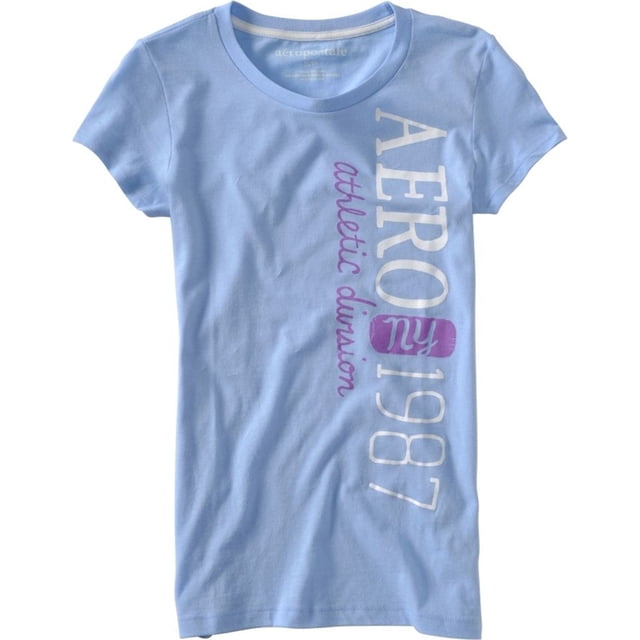 Aeropostale - Camiseta gráfica para mujer Aero Athletic Division #87, azul, grande
