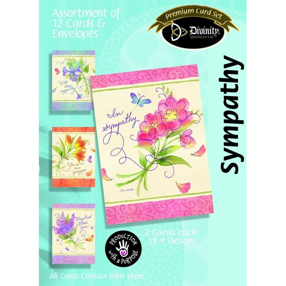 Divinity Boutique Boxed Cards Sympathy, Bouquets and Swirls (23692N)