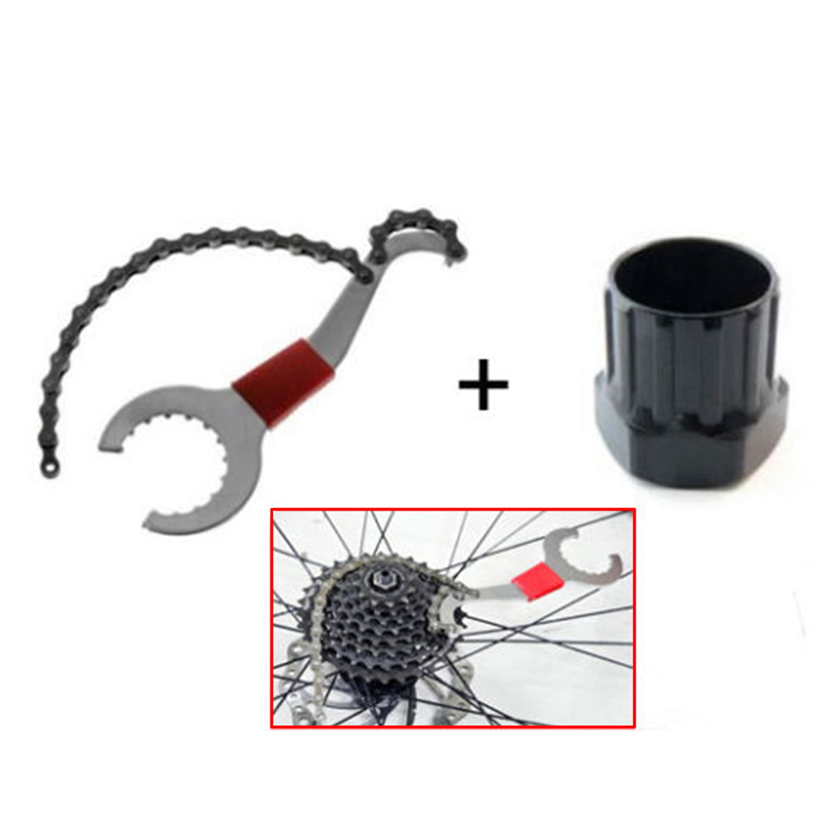 3 in1 Bicycle Chain Whip Cassette Lock ring Bottom Bracket & Lock Nut Remover 