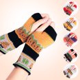 thumbnail image 3 of Xiao Hua Guantes sin dedos para mujer, manoplas de punto con forma de árbol de Navidad, calentadores de muñeca de medio dedo para invierno, estilo C, 3 of 5