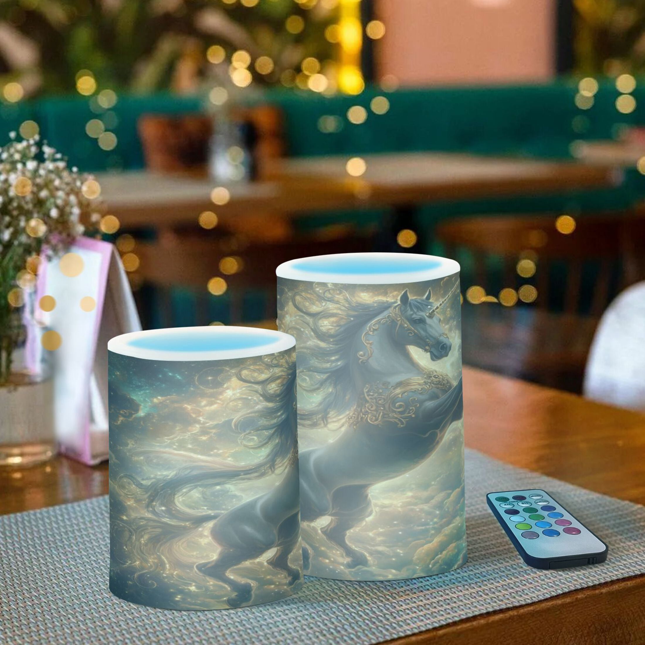 2 PCS Flameless Candles with Remote Timer LED Battery Operated Flickering Candle Light for Wedding Table Home Decoration Gifts Noble and Elegant Horse