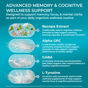 Ageless Brain Memory Supplements for Adults, Nootropic Brain Supplement, Brain Health Supplements for Adults with Vitamin B6, Alpha GPC, Bacopa Monnieri by PureHealth Research