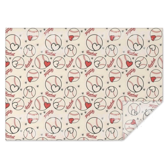 Baseball Heart Pattern Rectangle Tablecloth 60"x84",Waterproof Polyester Rectangle Table Cloth, Wipeable Spillproof Polyester Tablecloth for Dining, Camping, Indoor and Outdoor