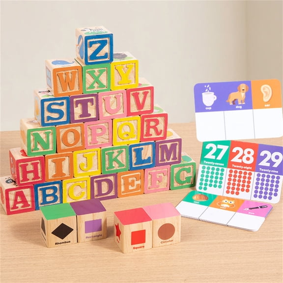 Wooden ABC Building Blocks for Toddlers,Montessori Alphabet & Number Learning Toy, Educational Toy for Stacking, Counting, Sensory Play, Gifts for Kids Boys Girls