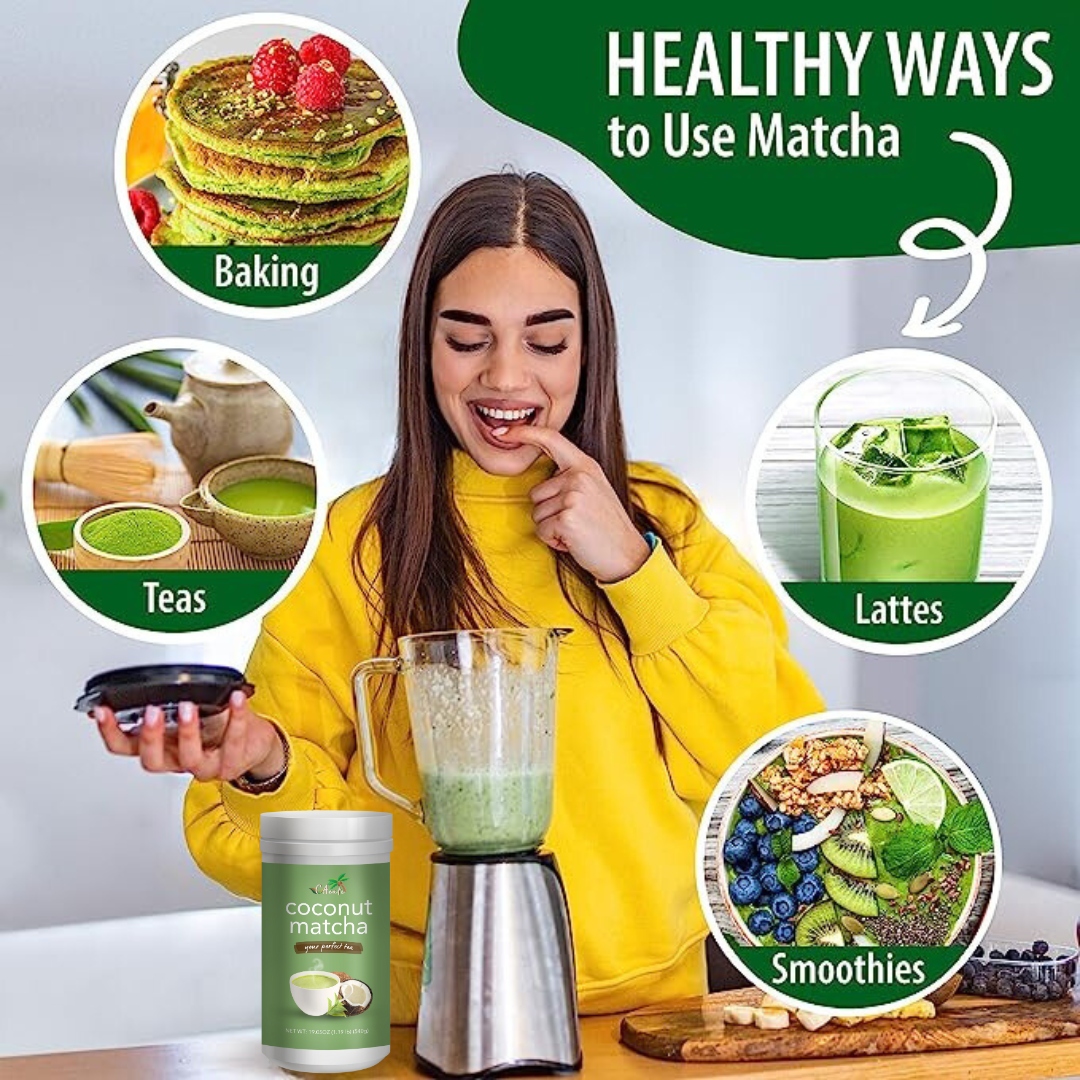 CAcafe Coconut Matcha, Japanese Matcha Powder Infused with Coconut 19.05oz (2-Pack)