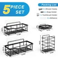 thumbnail image 7 of Shower Caddy, Shower Shelves 5 Pack, Adhesive Shower Organizer for Bathroom & Kitchen, No Drilling, Large Capacity, Rustproof SUS304 Stainless Steel Bathroom Organizer, Bathroom Accessories, Black, 7 of 7