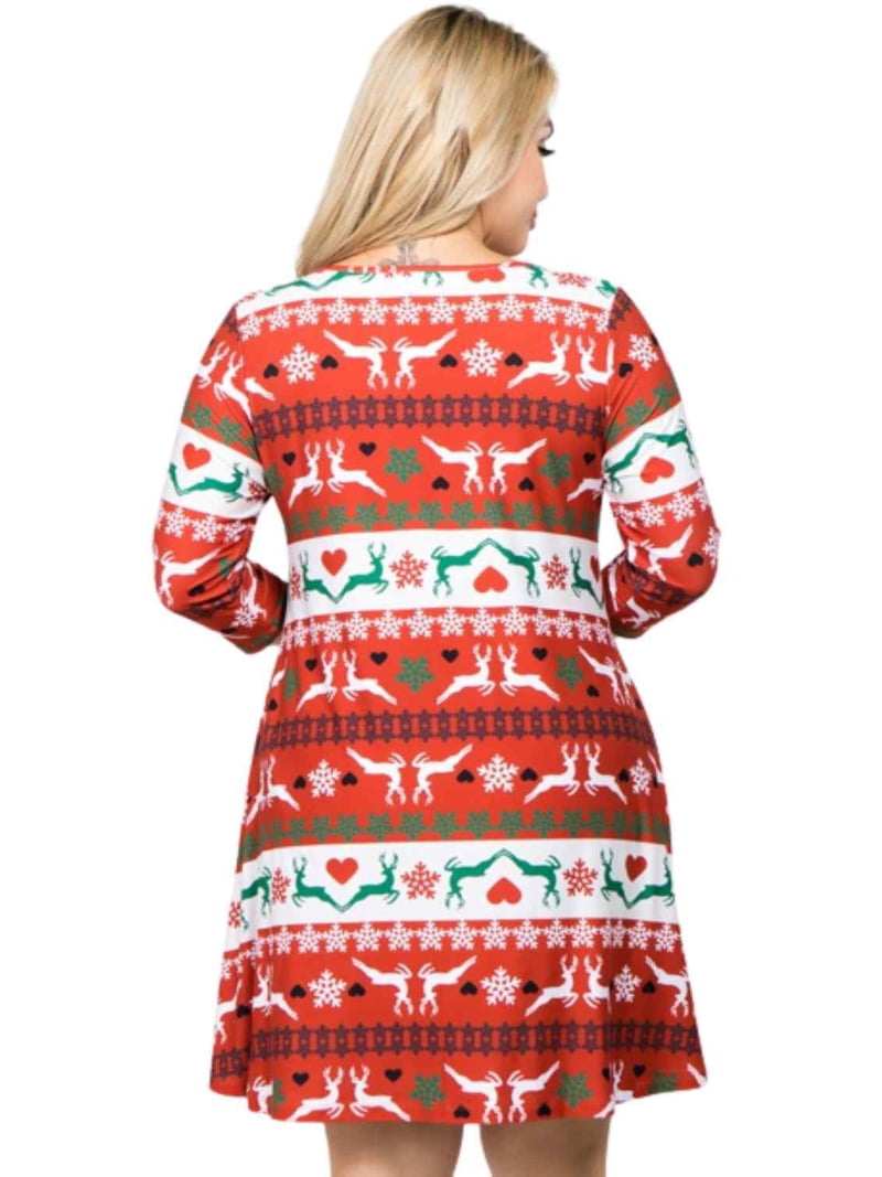 fairisle christmas dress Red Knitted Christmas Reindeer Fairisle Pattern Dress